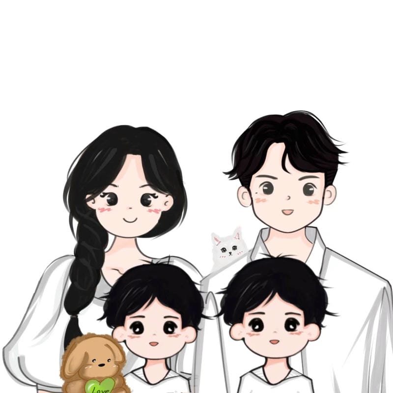 ảnh gia đình chibi đơn giản