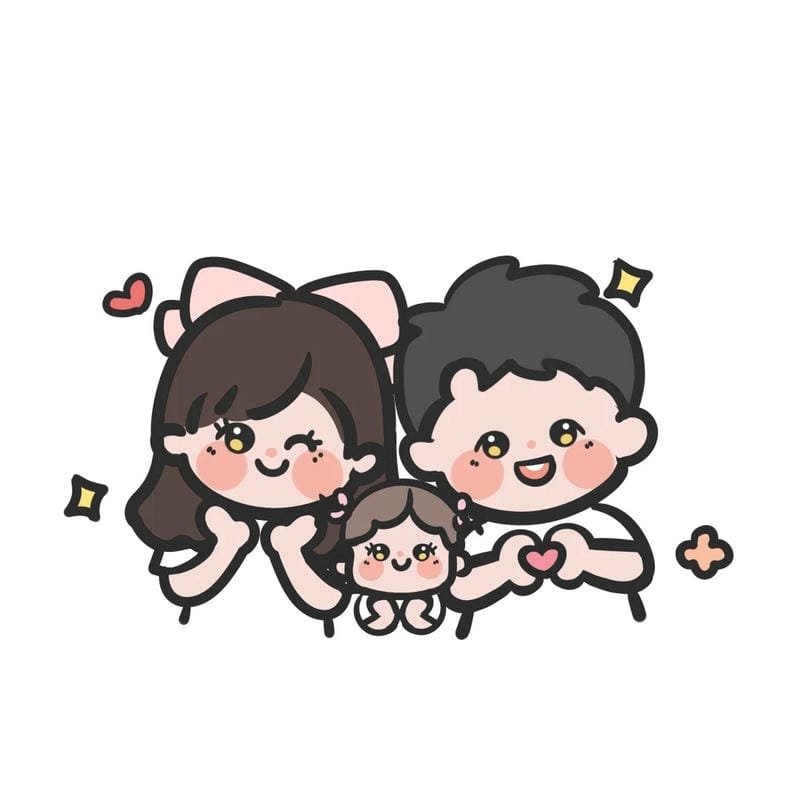 ảnh gia đình chibi handmade