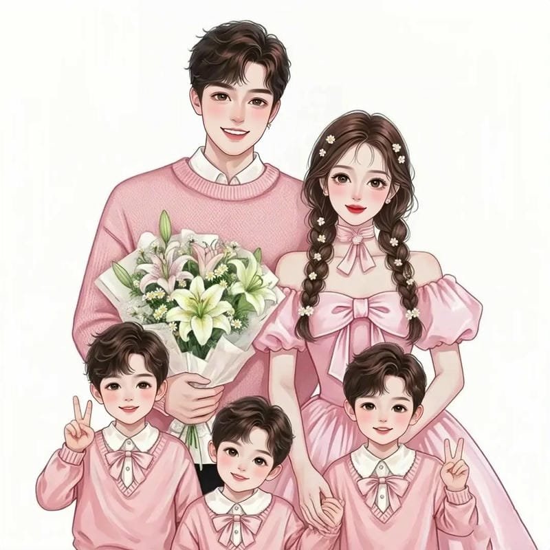 ảnh gia đình chibi