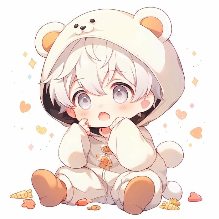 chibi boy mặc áo hoodie