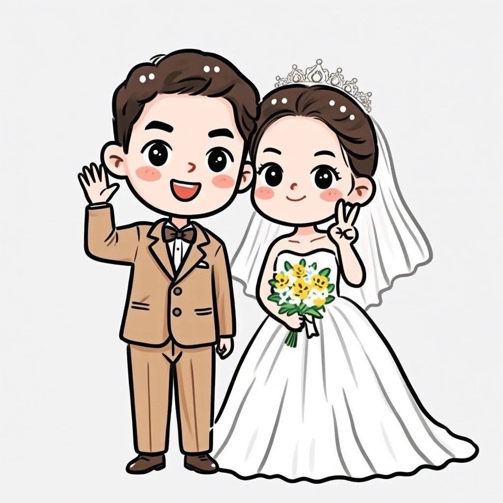 chibi cô dâu chú rể đáng yêu