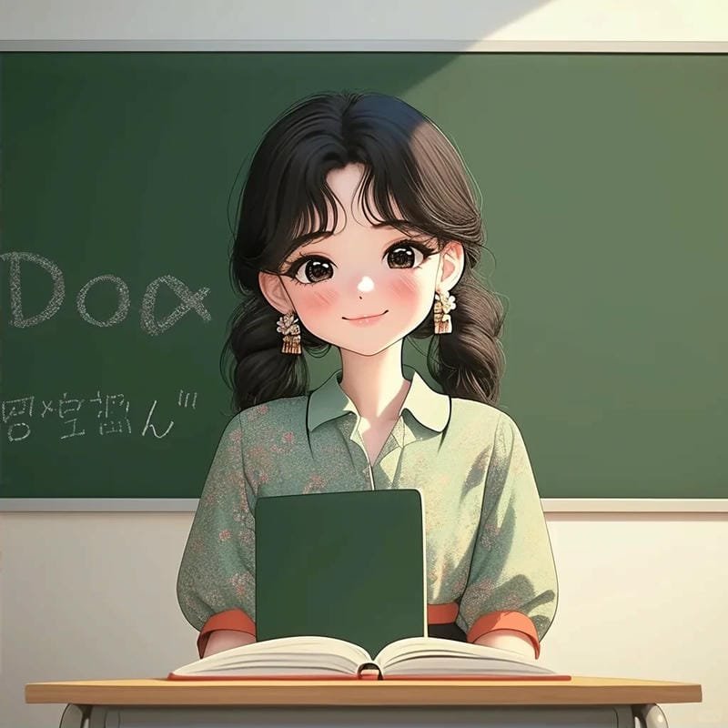 chibi cô giáo cầm phấn
