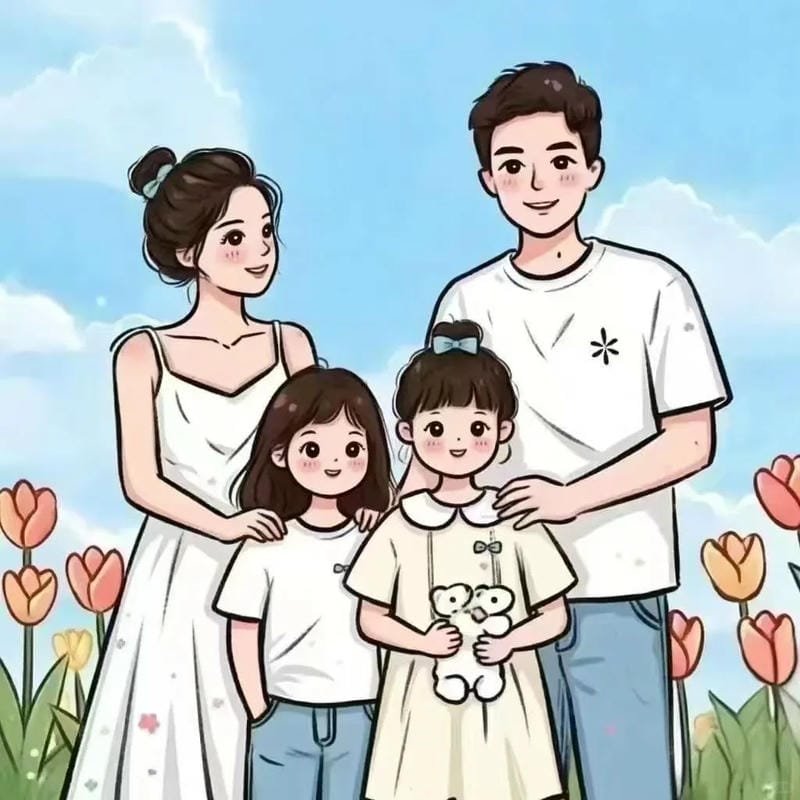 chibi family dễ thương pastel