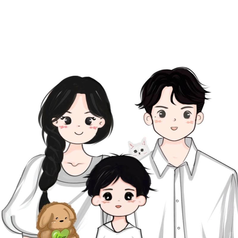 chibi family portrait