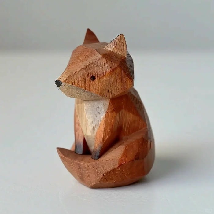 điêu khắc con cáo gỗ cute