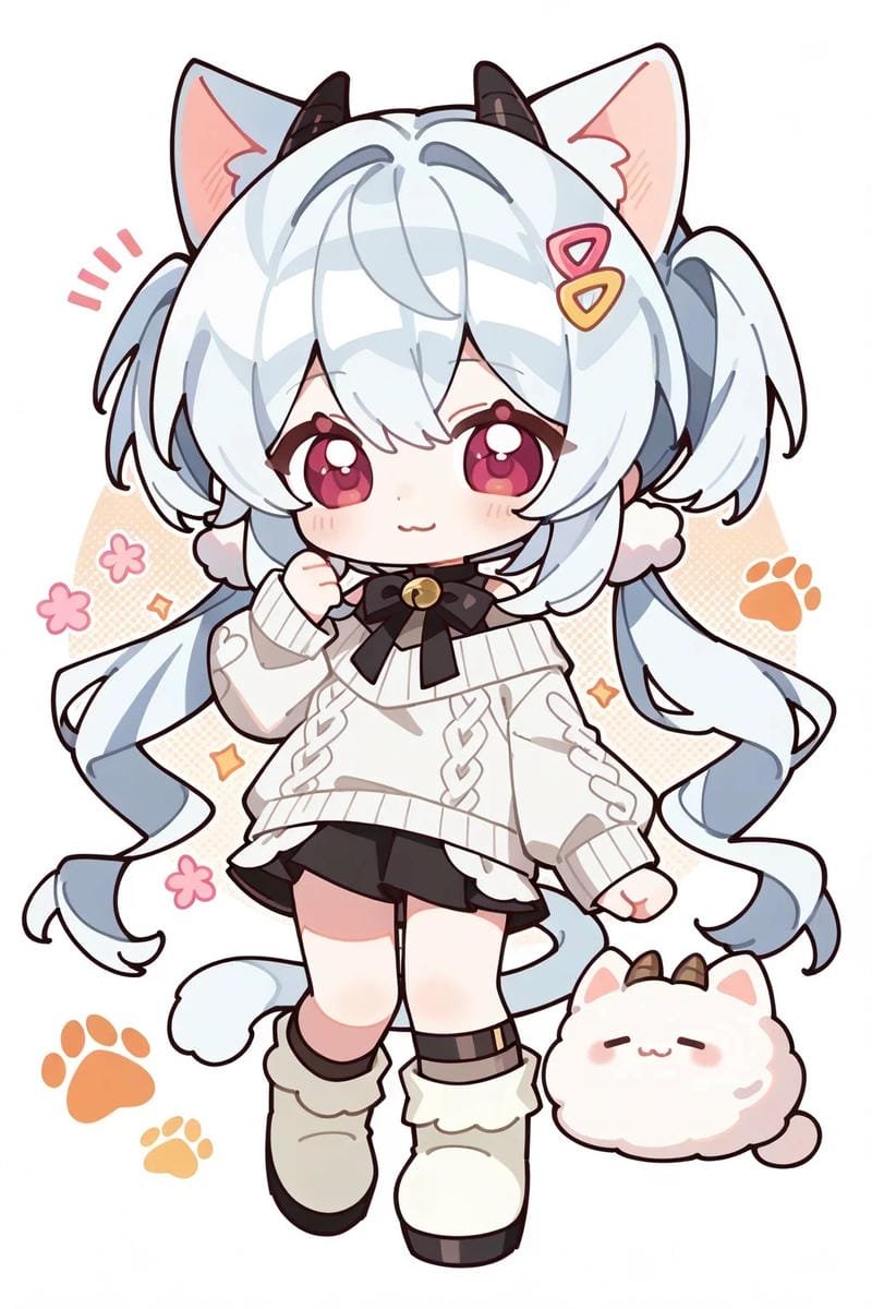 em bé chibi mặc váy