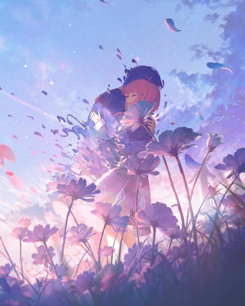 hình ảnh anime cặp đôi hạnh phúc