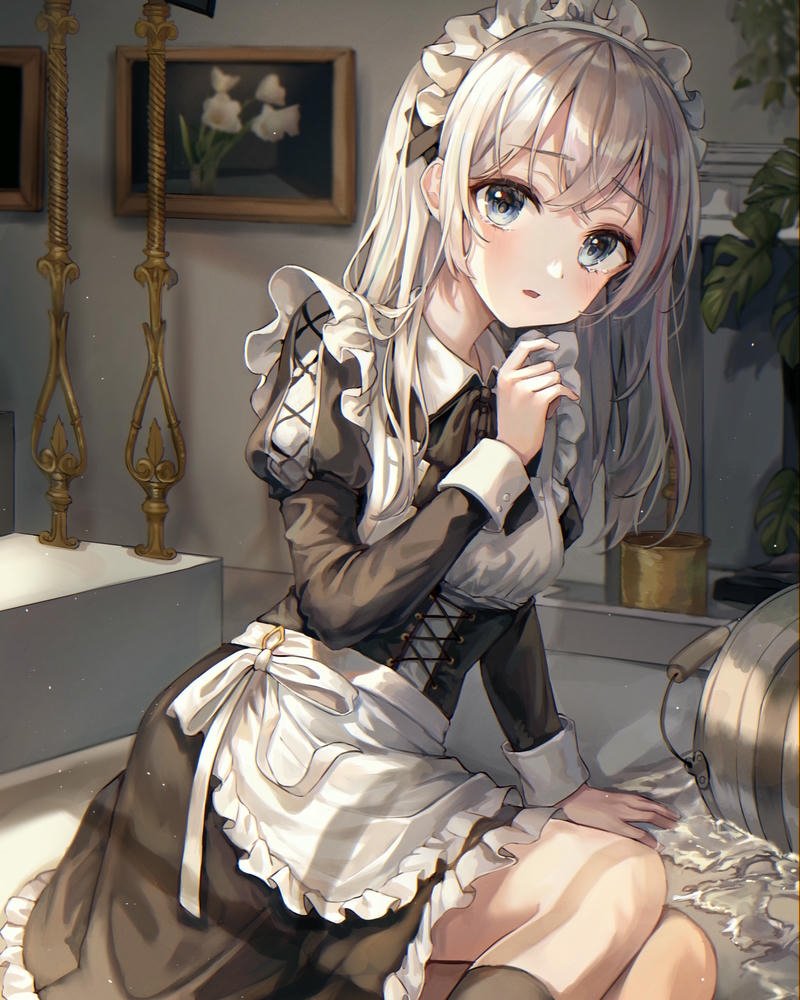 hình ảnh anime hầu gái trong sáng