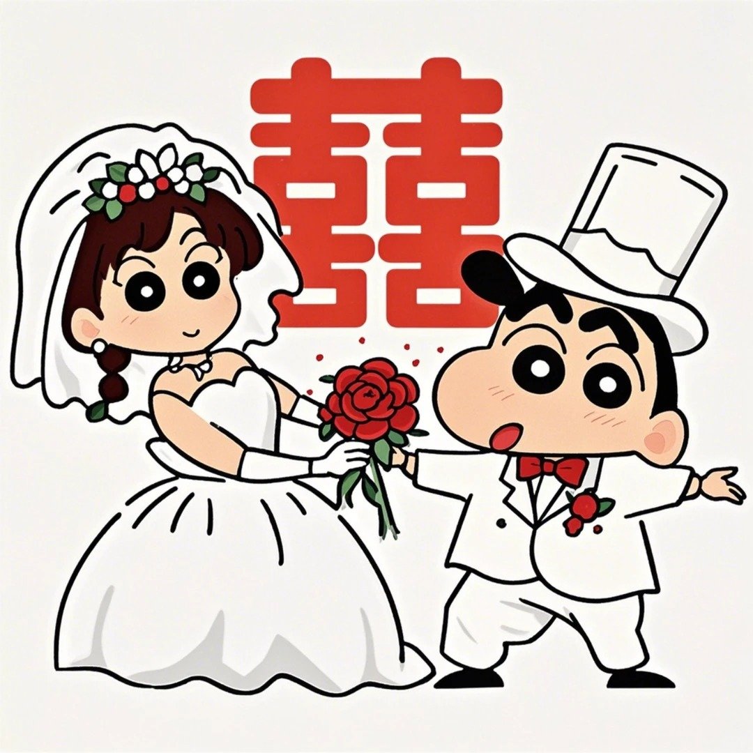 hình chibi cặp đôi đám cưới vui nhộn