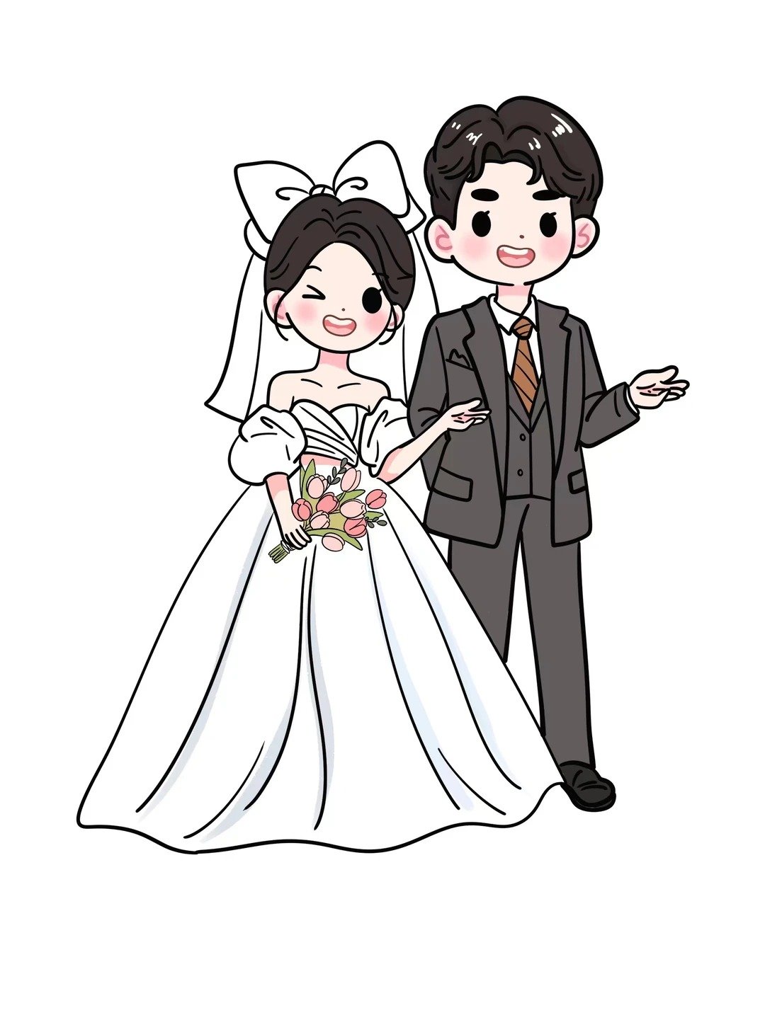 hình chibi cô dâu chú rể phiên bản dễ thương