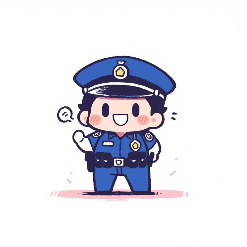 hình chibi công an hành động nhẹ