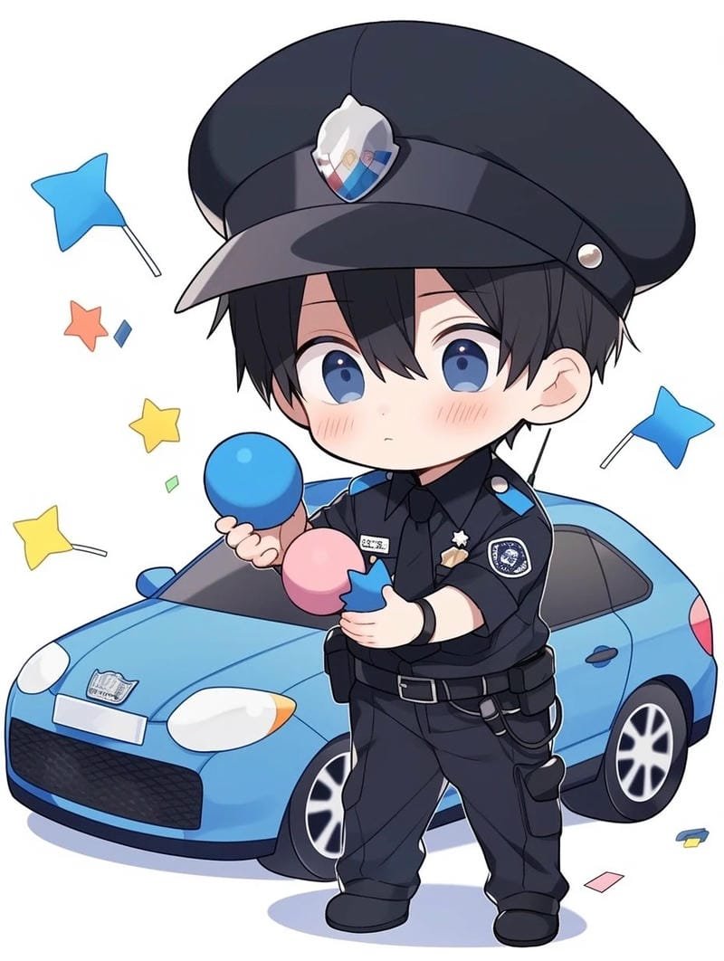 hình chibi công an hoạt họa