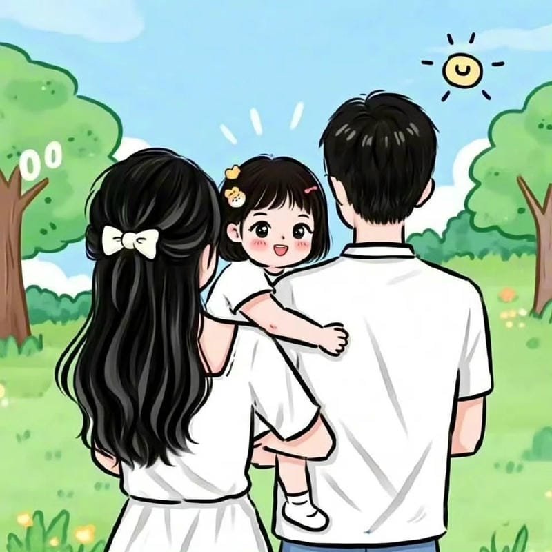 hình chibi gia đình phong cách anime