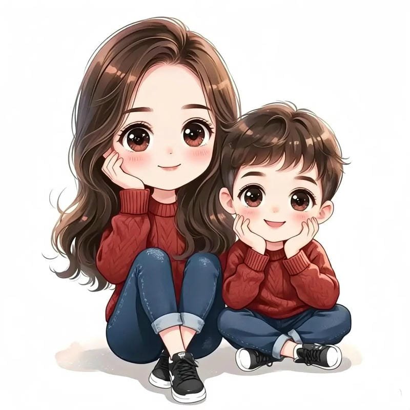 hình chibi mẹ và con trai