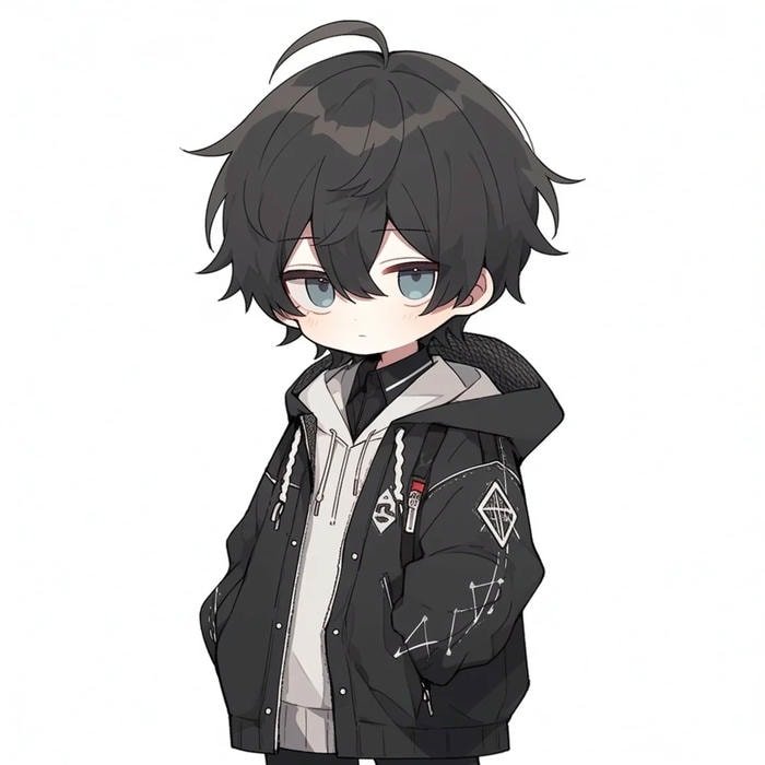 hình chibi nam ánh mắt lạnh lùng
