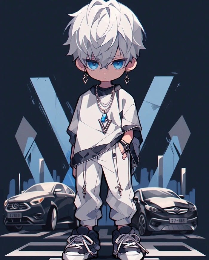 hình chibi nam lạnh lùng trắng đen