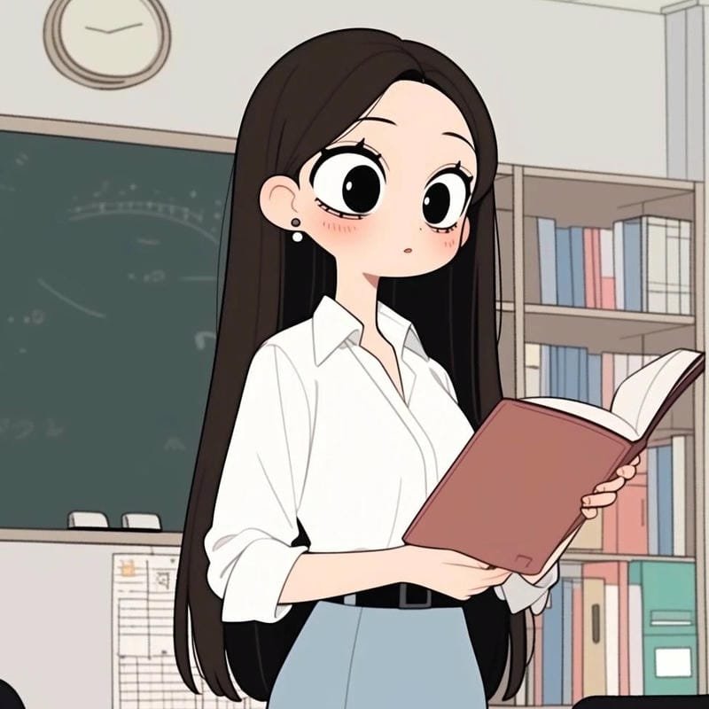 hình cô giáo chibi màu sắc đẹp