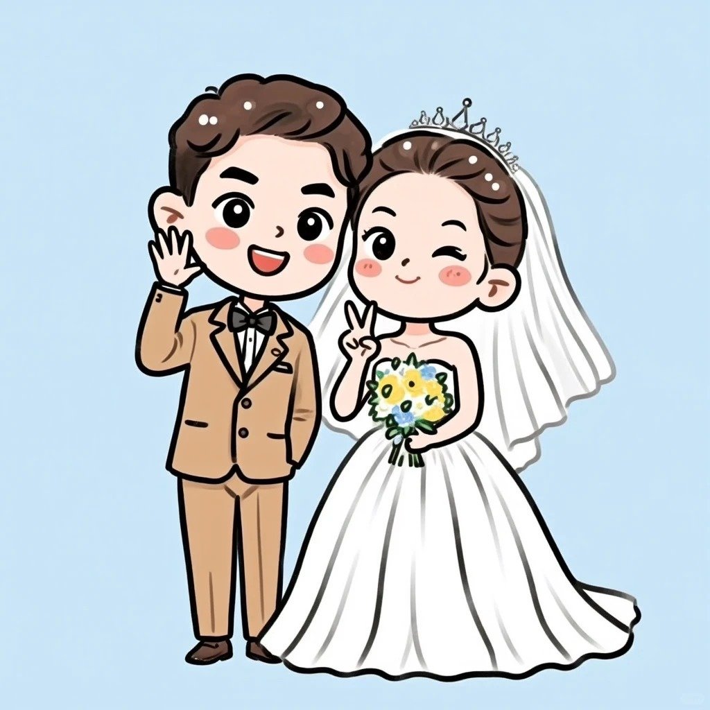 hình cưới chibi phong cách cute