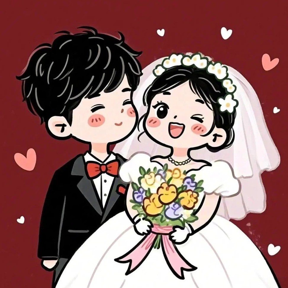 hình cưới chibi phong cách hoạt hình