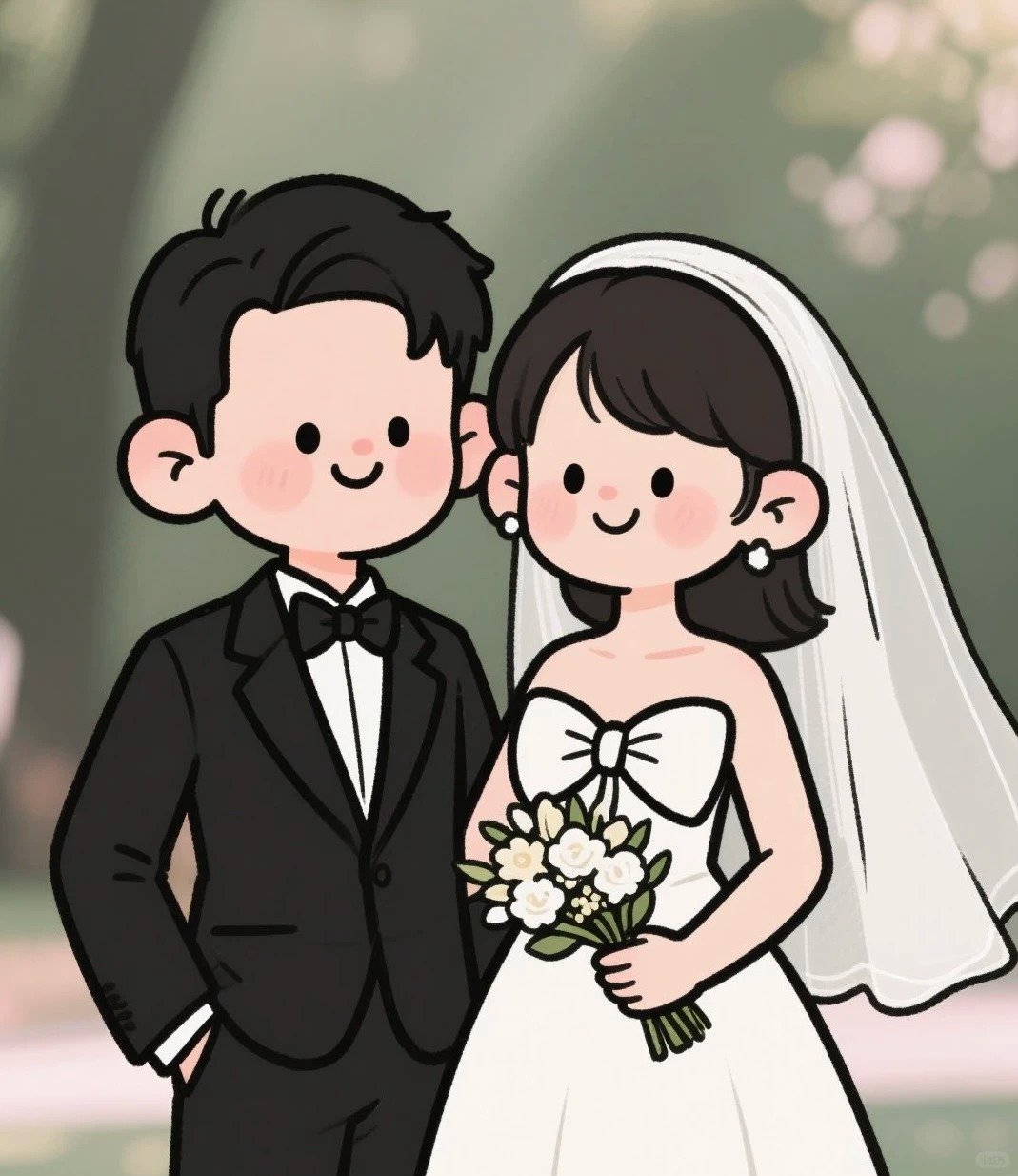 hình minh họa cưới chibi ngọt ngào