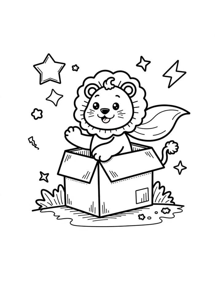 hình sư tử đen trắng cho bé