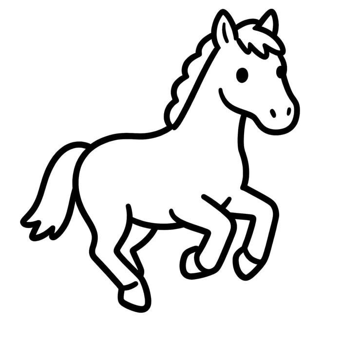 hình tô màu ngựa đen trắng dễ thương