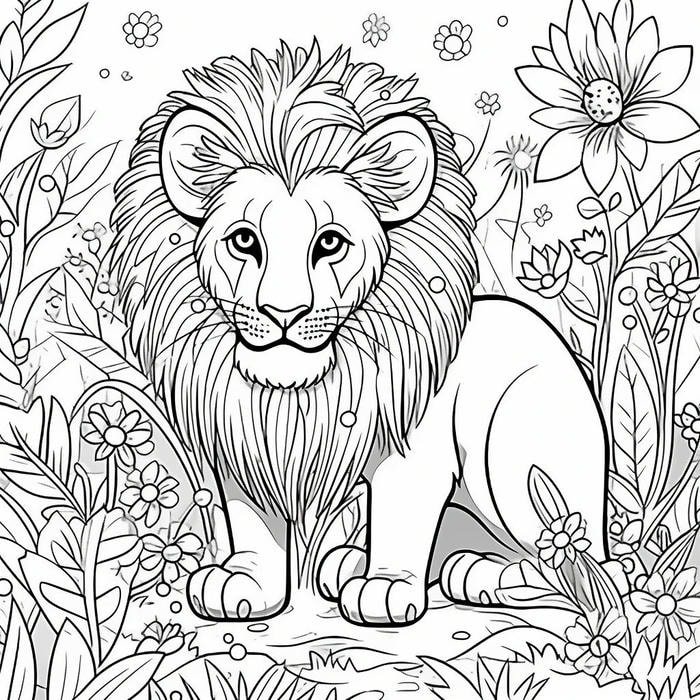 hình tô màu sư tử bé gái