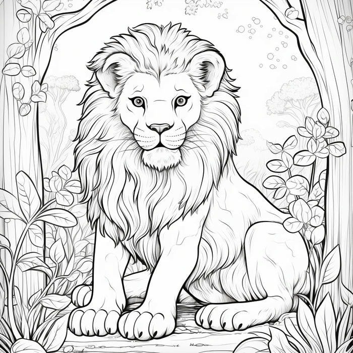 hình tô màu sư tử bé trai