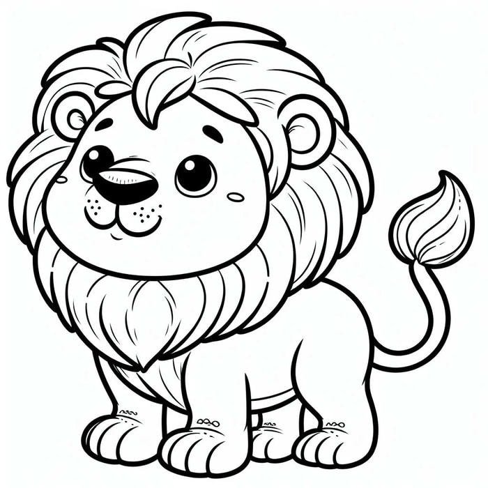 hình tô màu sư tử dễ thương