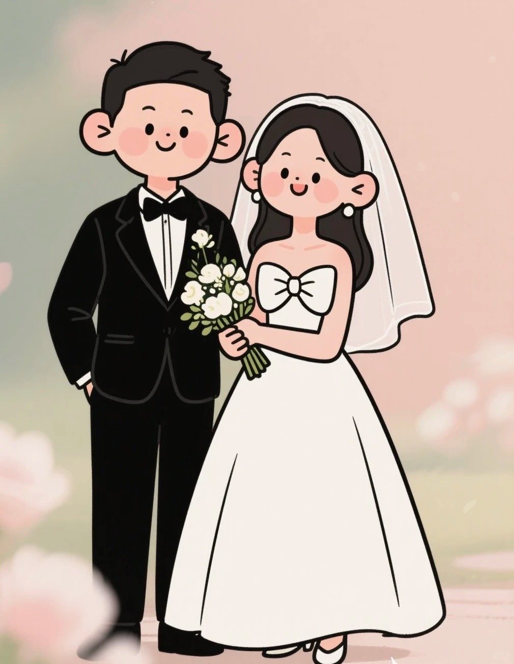 mẫu chibi cặp đôi đám cưới