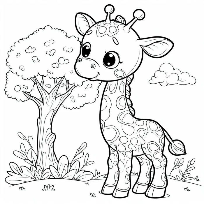 tô màu hươu cao cổ biểu cảm