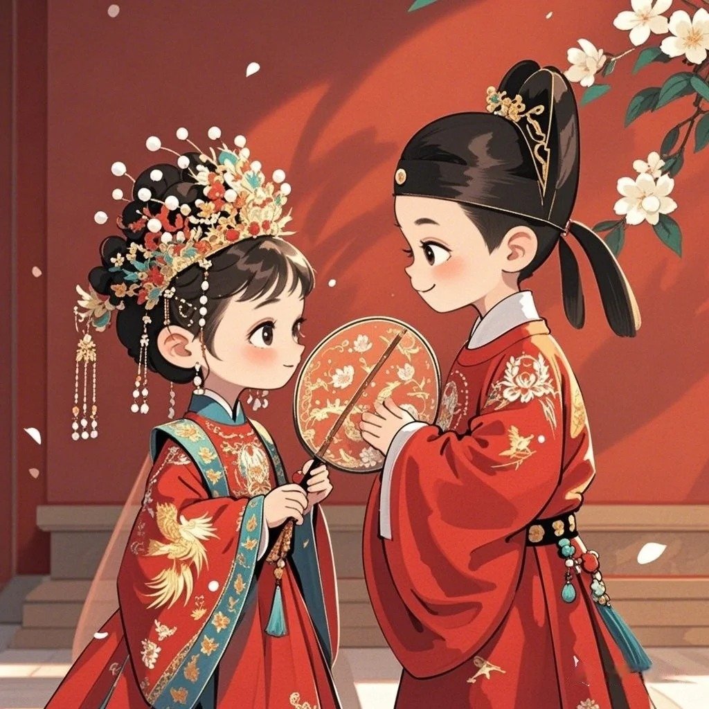 tranh chibi cặp đôi ngày trọng đại