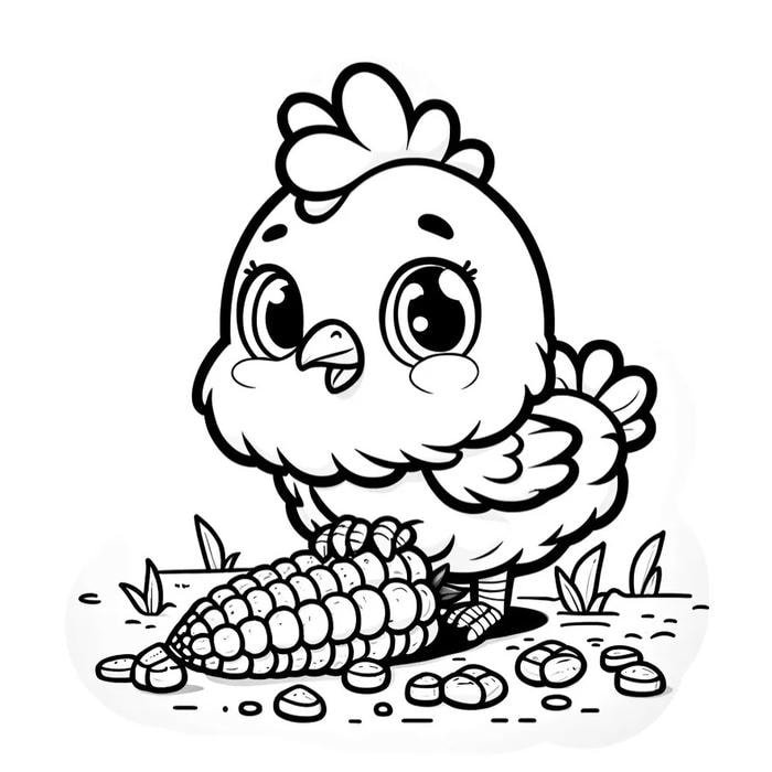 tranh gà mái sticker tô màu