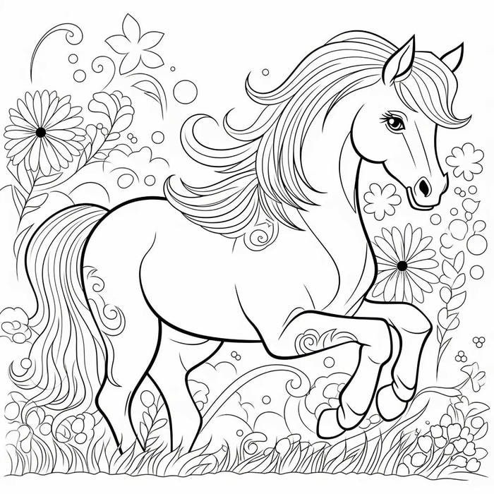 tranh ngựa cho bé tô màu