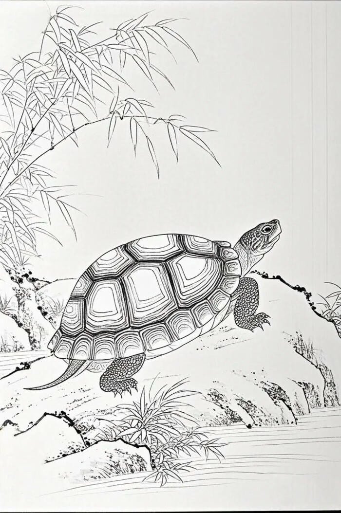 tranh rùa mini dễ thương
