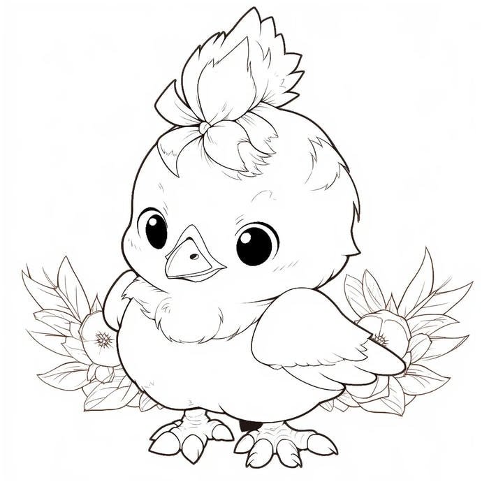 tranh tô màu gà mái phong cách chibi