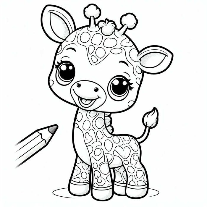 tranh tô màu hươu cao cổ đáng yêu cho bé