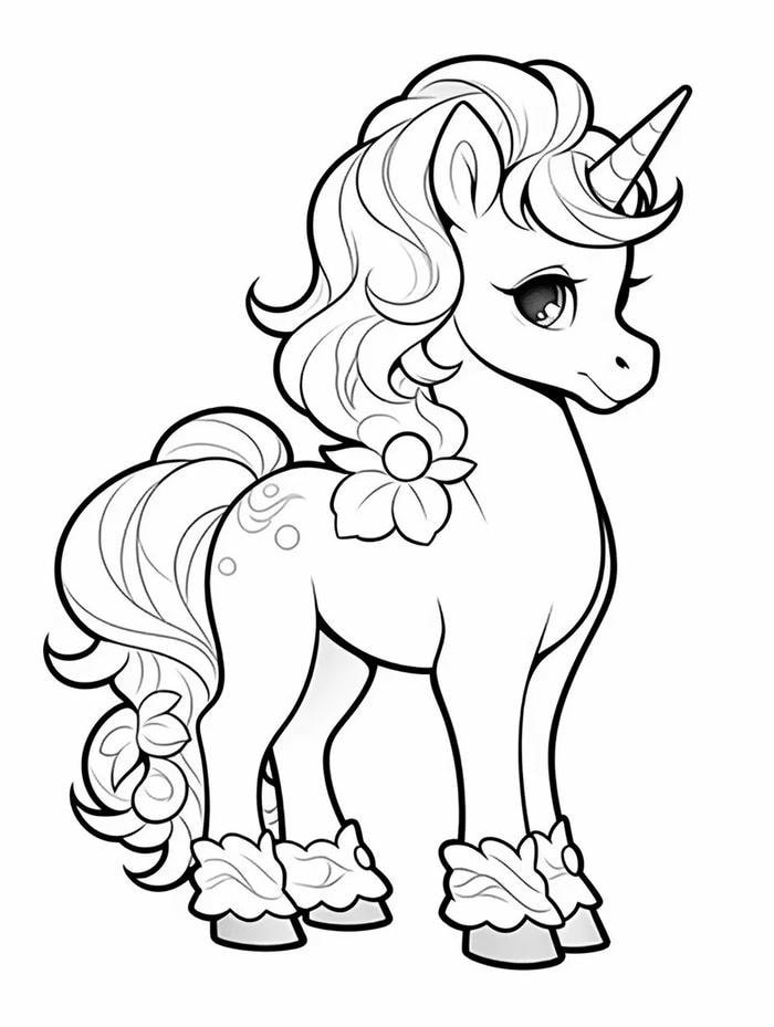 tranh tô màu ngựa bé gái