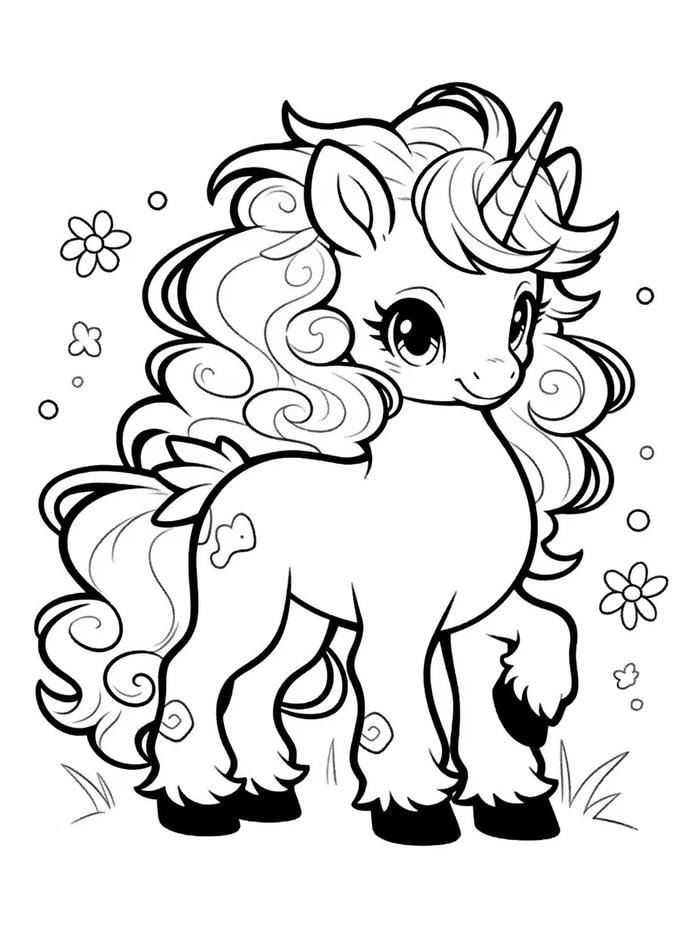 tranh tô màu ngựa bé trai