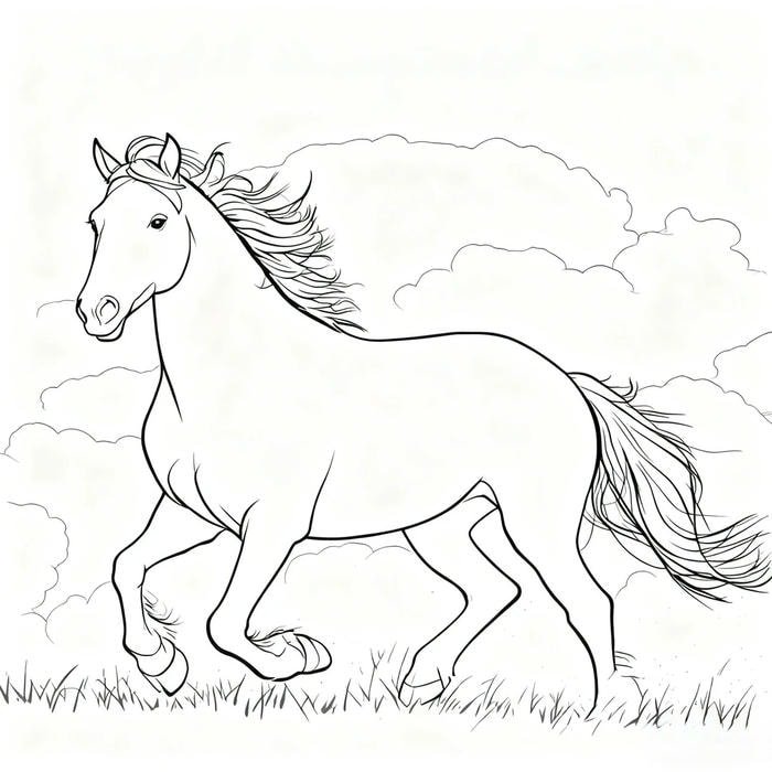 tranh tô màu ngựa chạy nhanh