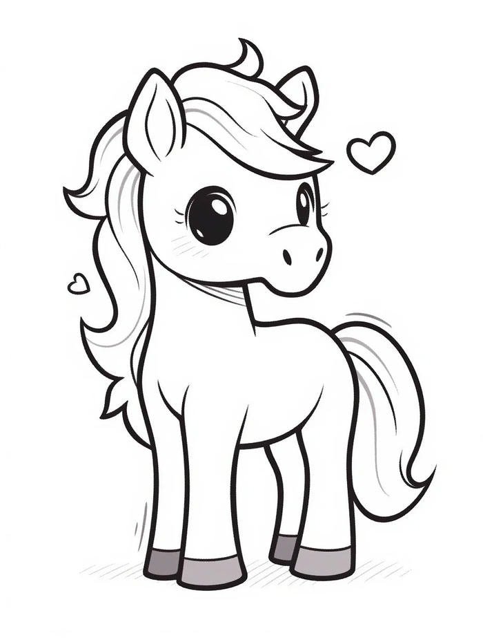 tranh tô màu ngựa đáng yêu