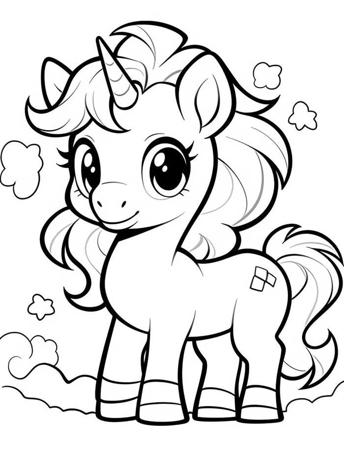 tranh tô màu ngựa hoạt hình