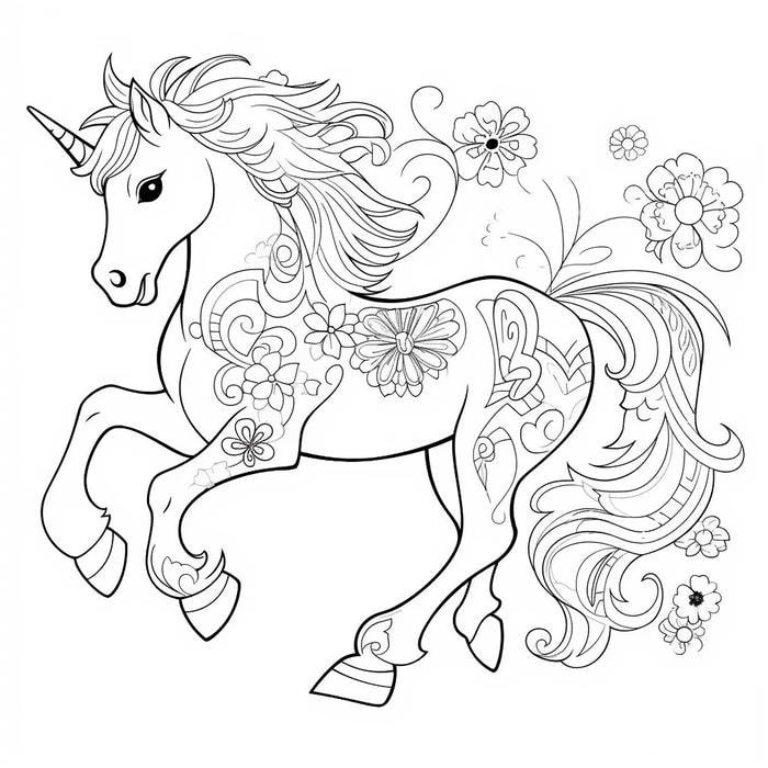 tranh tô màu ngựa unicorn