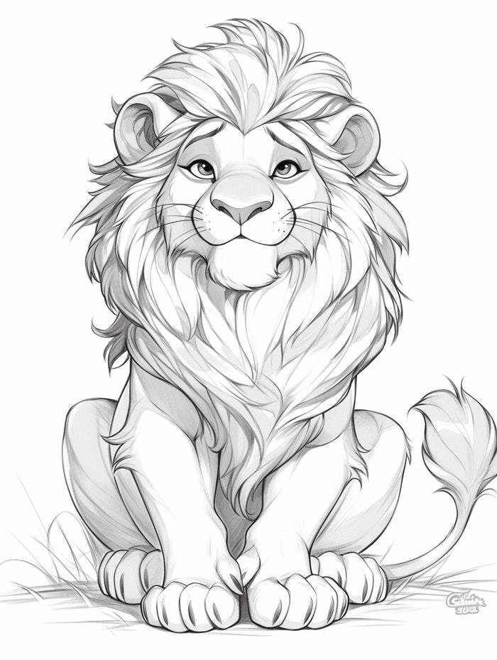 tranh tô màu sư tử chi tiết