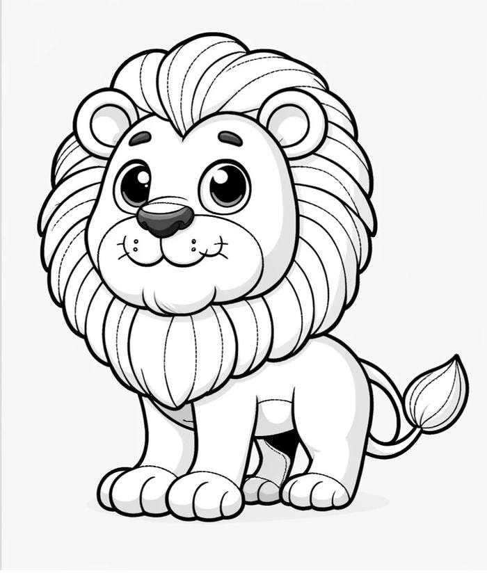 tranh tô màu sư tử con dễ thương