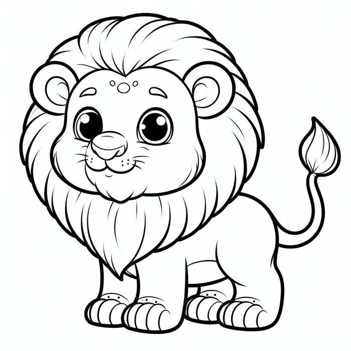 tranh tô màu sư tử cute