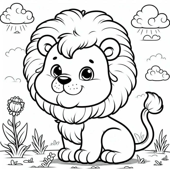 tranh tô màu sư tử đang gầm