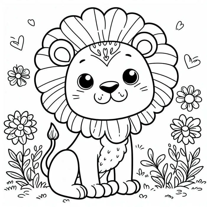 tranh tô màu sư tử đáng yêu cho bé