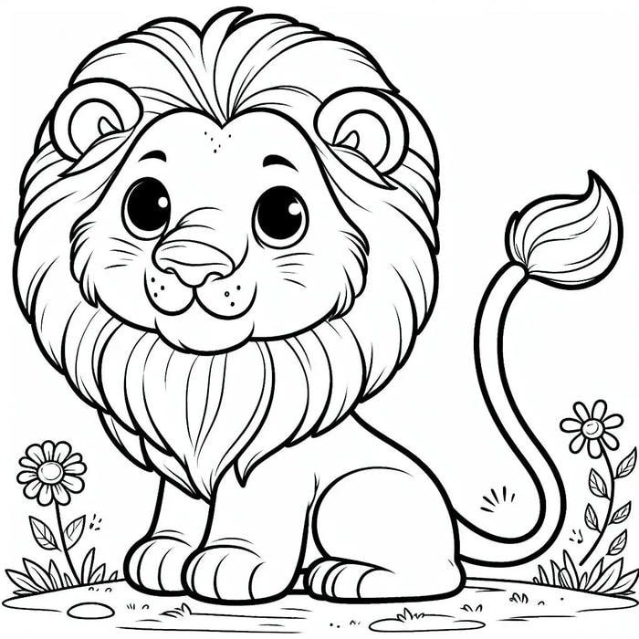 tranh tô màu sư tử đáng yêu