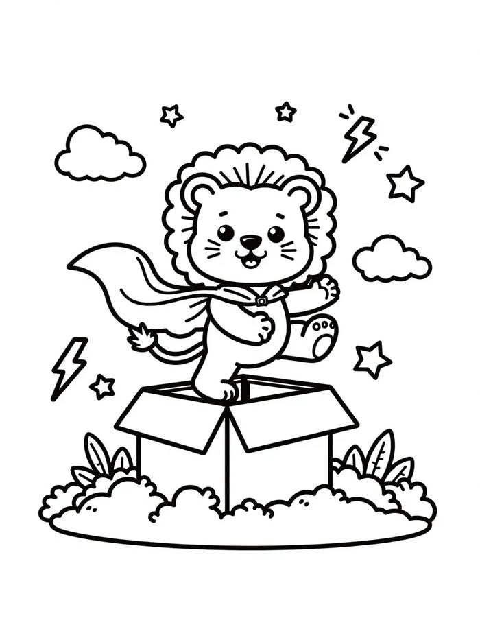 tranh tô màu sư tử dễ thương